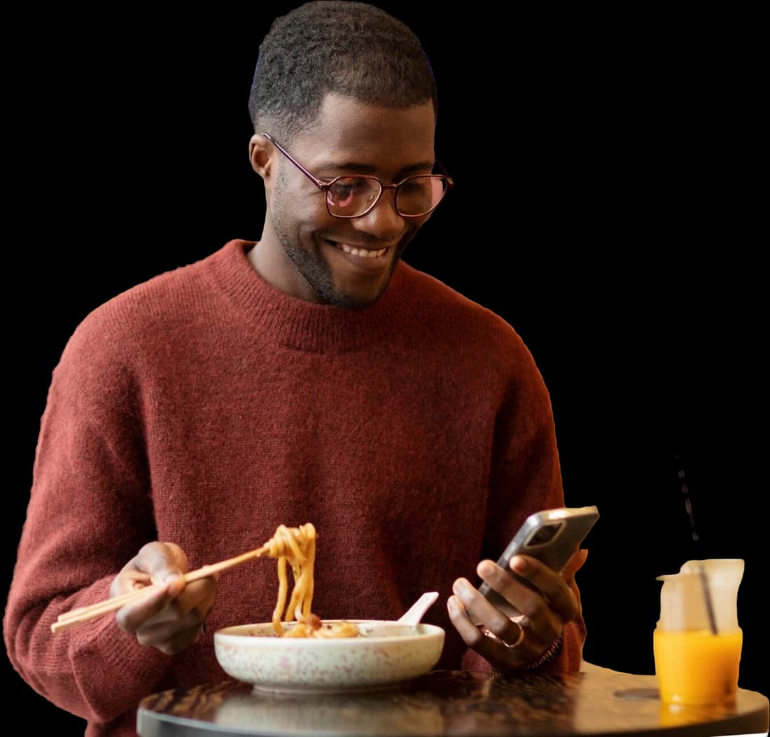 Enjoying a freshly prepared meal